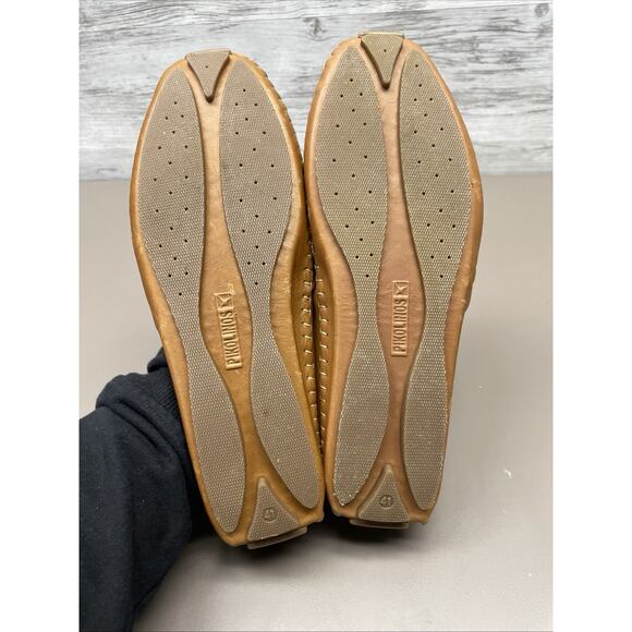 PIKOLINOS Jerez Loafer Brandy Saddle Leather Flats Womens 41 Floral Laser Cut - Picture 7 of 11